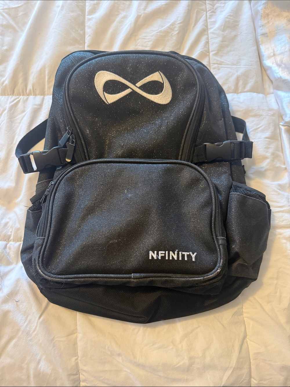 NFINITY Black Glitter Logo Backpack
